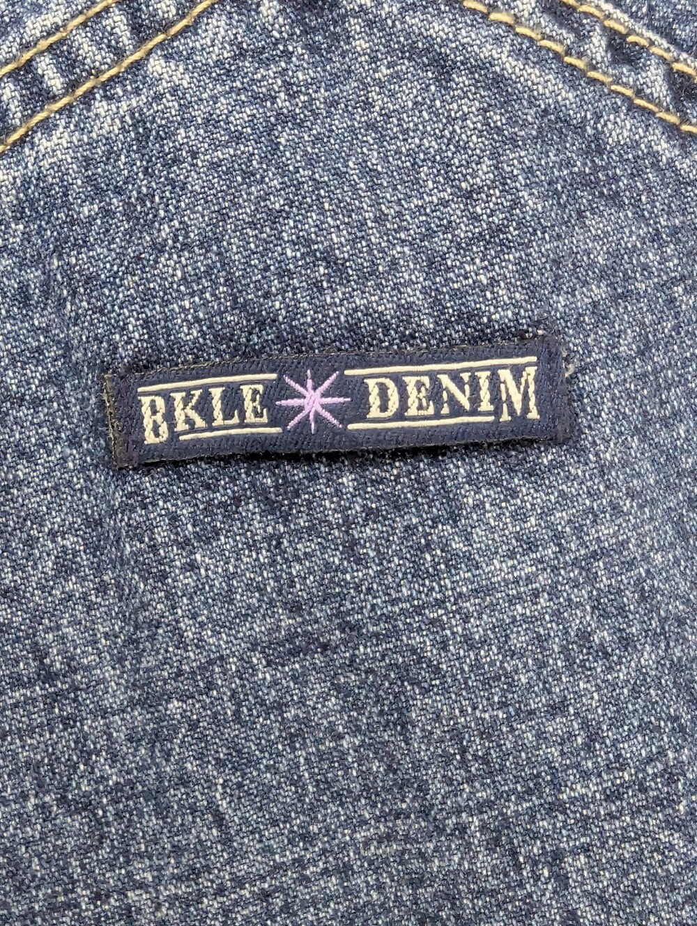 Vintage 90s BKLE Denim Overalls Medium Wash 100% Cotton Large Y2K Grunge - Picture 10 of 15
